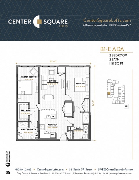 B1E ADA Floor Plan at Center Square Lofts East, Allentown